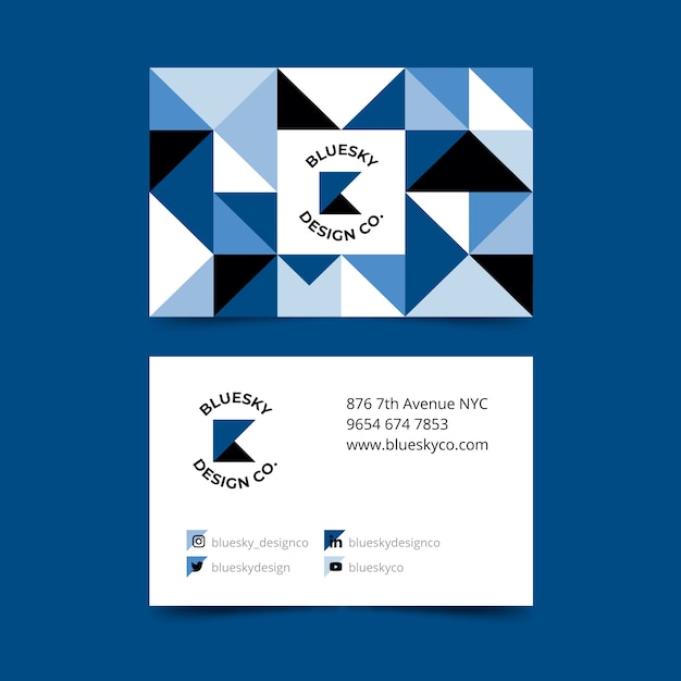 Tema azul clásico abstracto para plantilla de tarjeta de visita