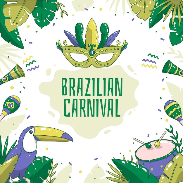 Vector gratuito tema de carnaval brasileño dibujado a mano