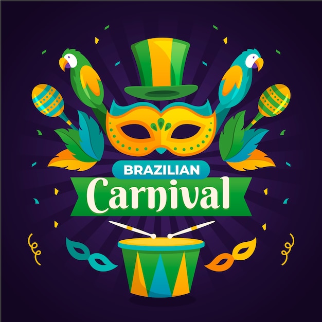 Tema de carnaval brasileño de diseño plano