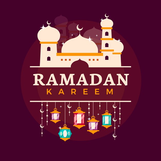 Tema de celebración de Ramadán de diseño plano