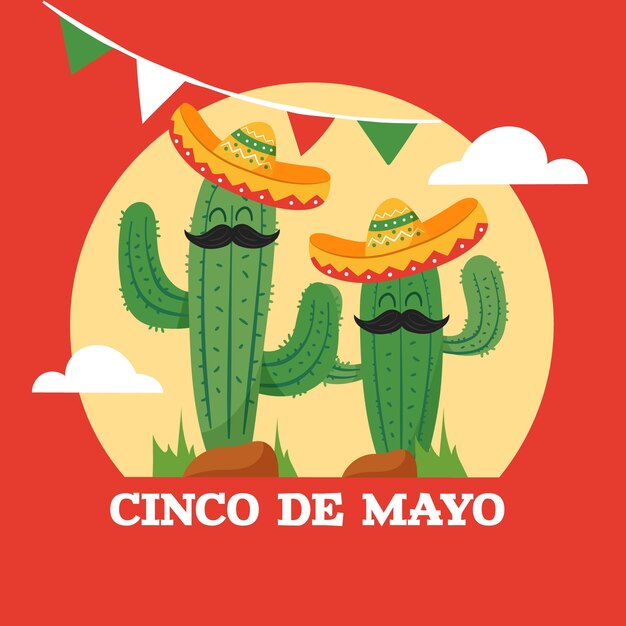 Tema de cinco de mayo dibujado a mano