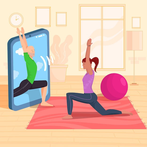 Vector gratuito tema de clase de yoga en línea