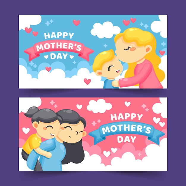 Tema de colección de banner del día de las madres