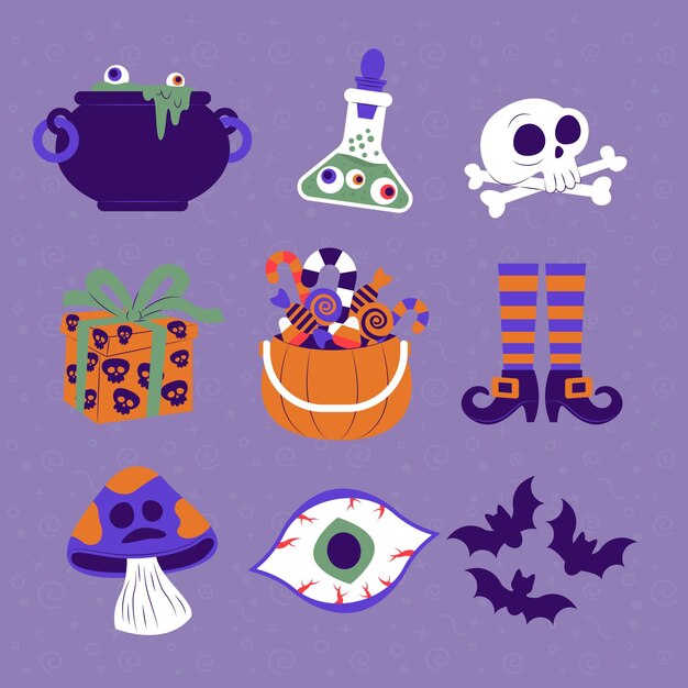 Tema de colección de elementos de Halloween