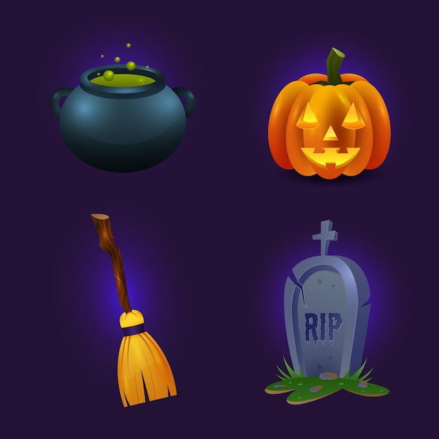 Tema de colección de elementos de Halloween