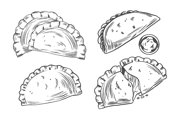 Tema de colección de empanada monocromo