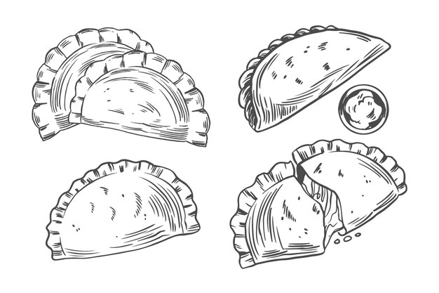 Tema de colección de empanada monocromo