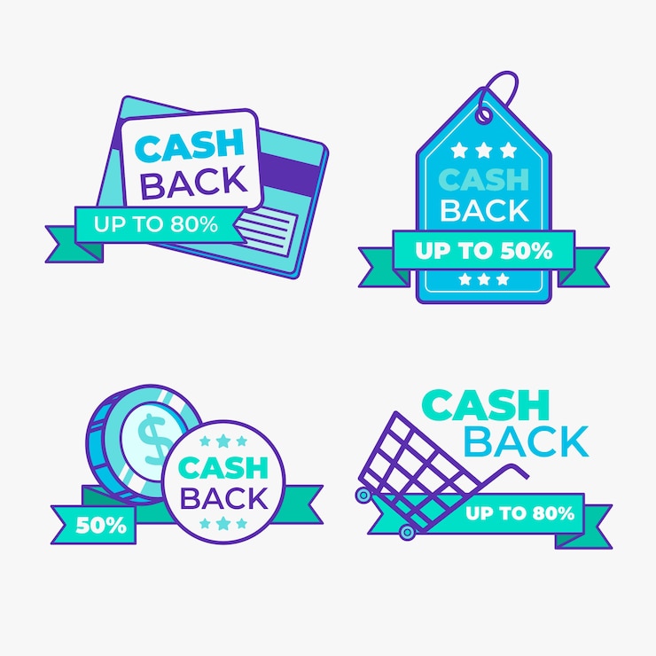 Vector gratuito tema de colección de etiquetas cashback