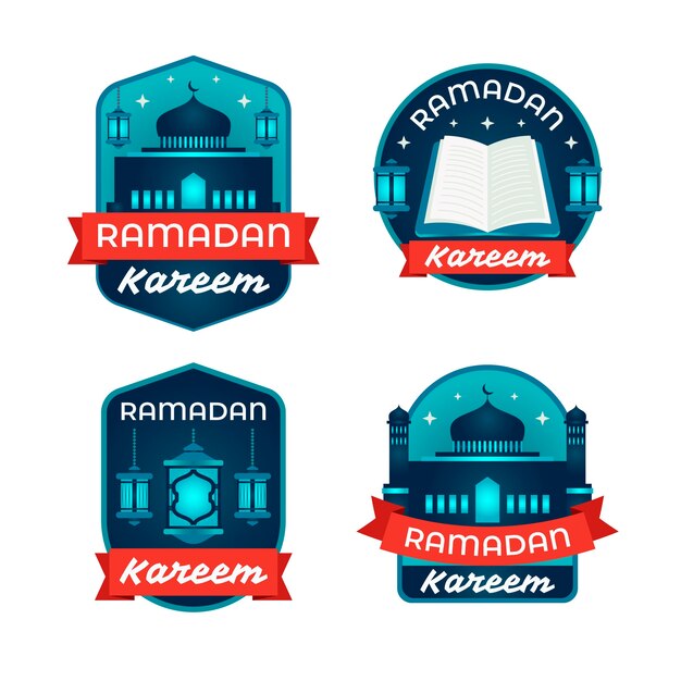 Tema de colección de etiquetas ramdan de diseño plano