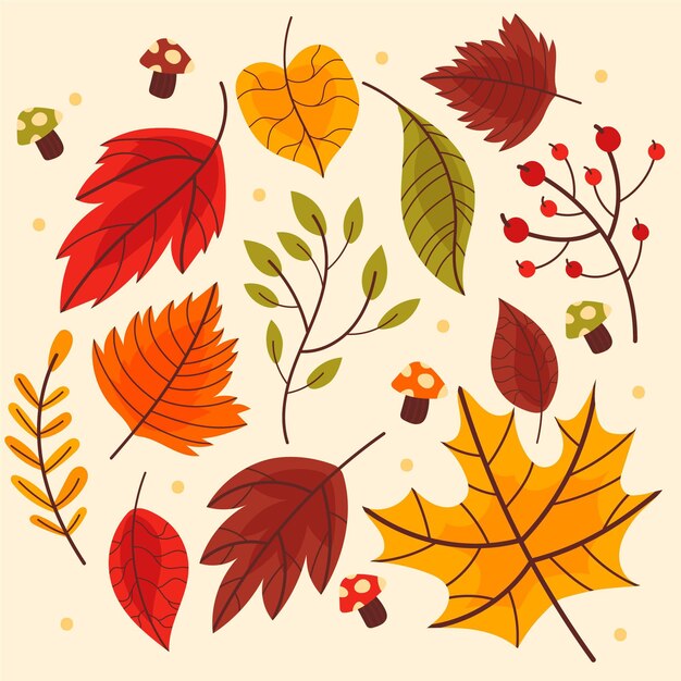 Tema de colección de hojas de otoño