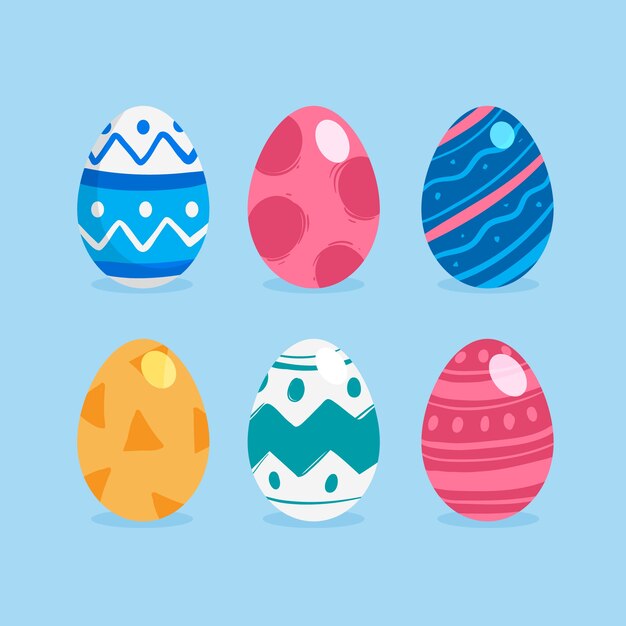 Tema de colección de huevos de Pascua de diseño plano