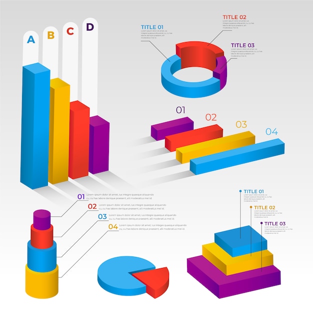 Tema de colección de infografía isométrica