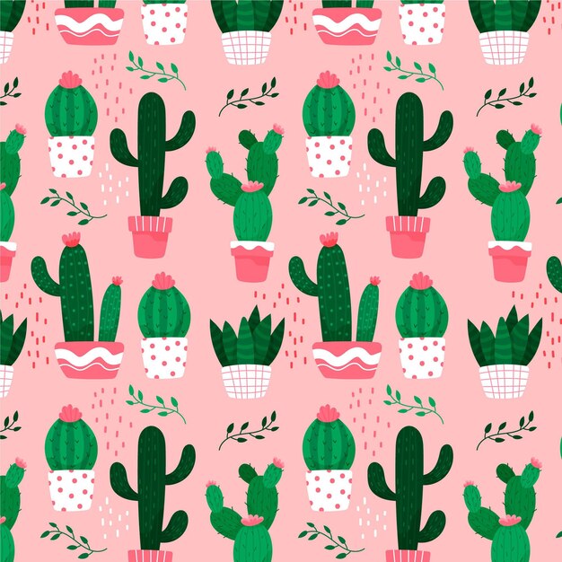 Tema de colección de patrones de cactus
