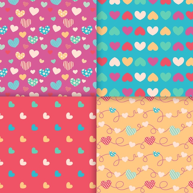 Tema de colección de patrones de corazón