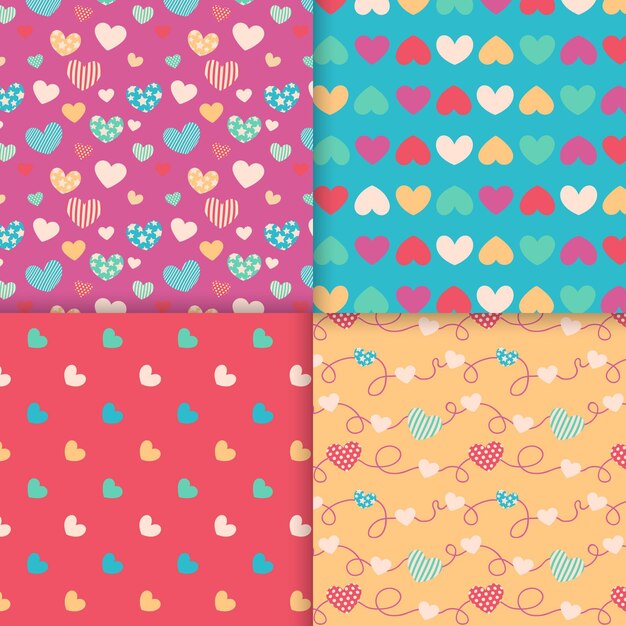 Tema de colección de patrones de corazón