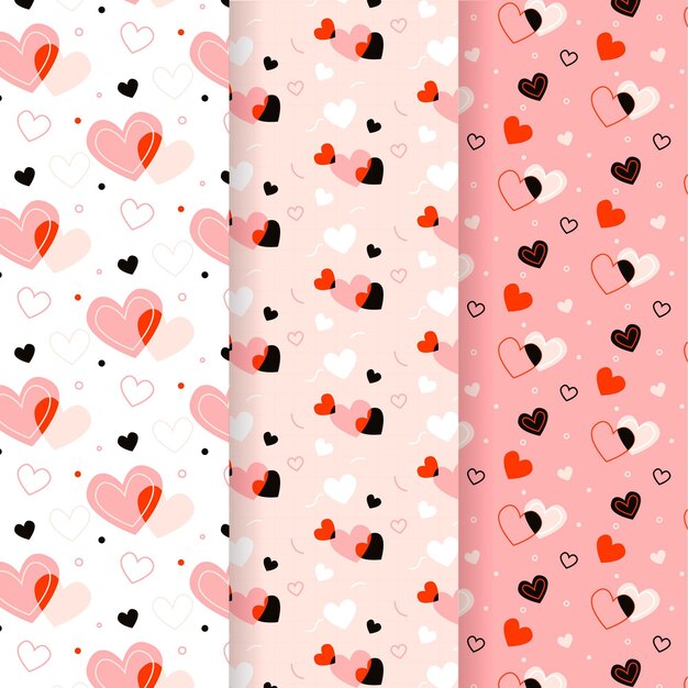 Tema de colección de patrones de corazón