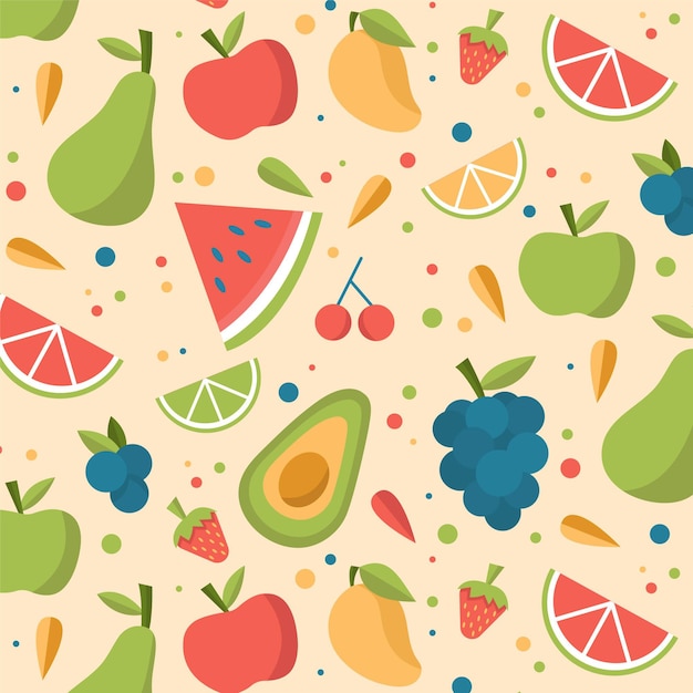 Vector gratuito tema de colección de patrones de frutas