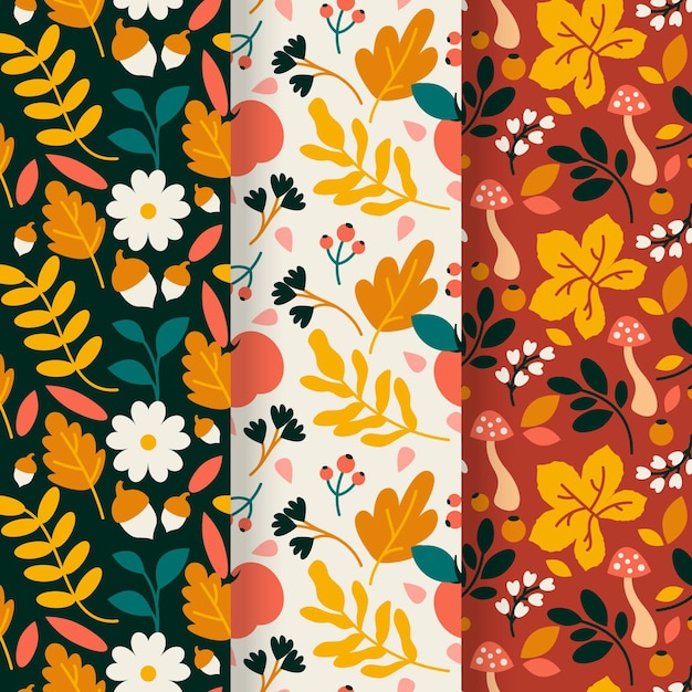 Tema de colección de patrones de otoño