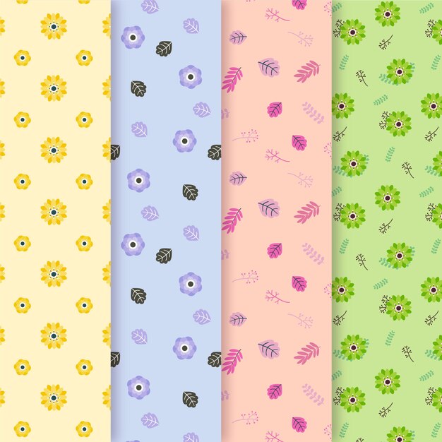 Tema de colección de patrones de primavera de diseño plano