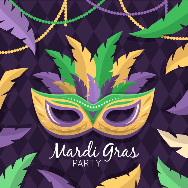 Tema de diseño plano para evento de mardi gras