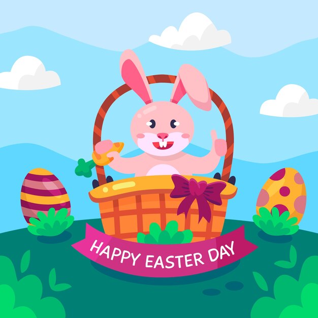 Tema de diseño plano feliz día de pascua