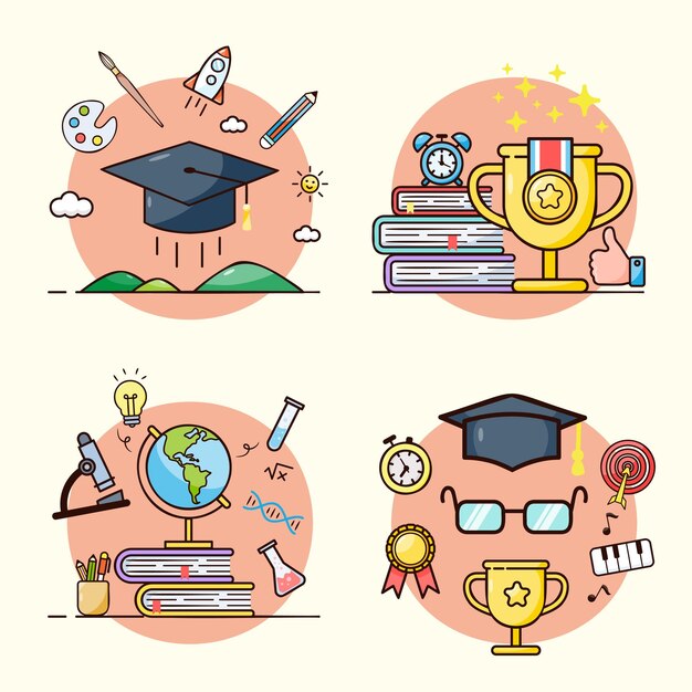 El tema de la educación escuela aprendizaje en línea La educación proporciona conocimiento para el éxito y mejores ideas