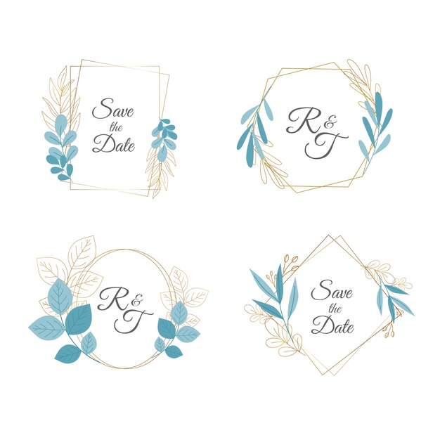 Tema elegante de la colección del monograma de la boda