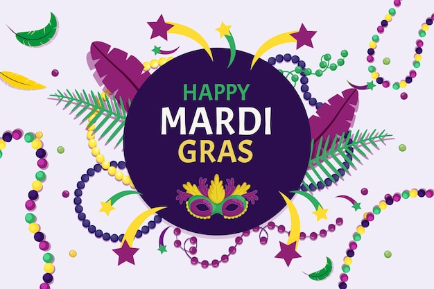 Vector gratuito tema de evento de celebración de mardi gras de diseño plano