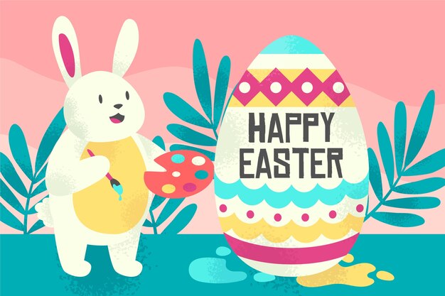 Tema de feliz día de pascua dibujado a mano