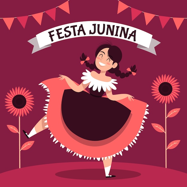 Vector gratuito tema de festa junina dibujado a mano