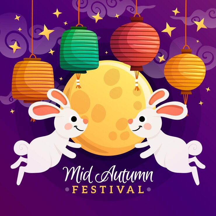 Vector gratuito tema del festival del medio otoño dibujado a mano