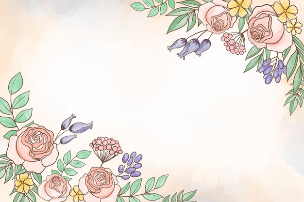 Tema floral watercoloral para fondo en colores pastel