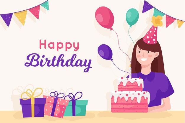 Tema de fondo de cumpleaños de diseño plano