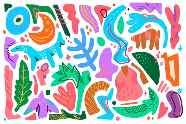 Tema de formas orgánicas dibujadas a mano para fondo de pantalla