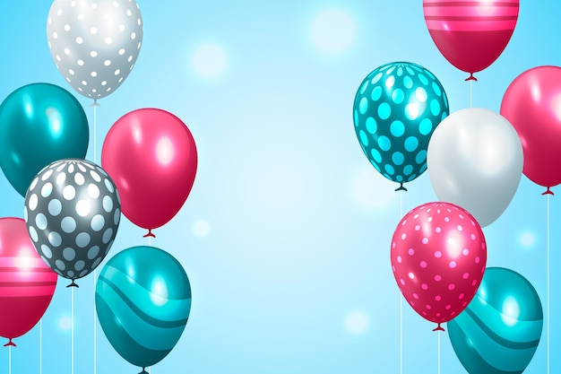 Vector gratuito tema de globos realistas para fiesta de cumpleaños