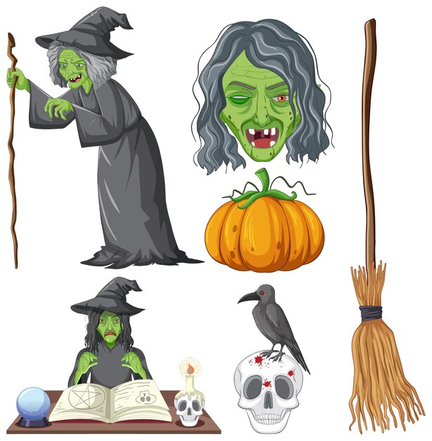 Tema de Halloween con bruja y calabaza.