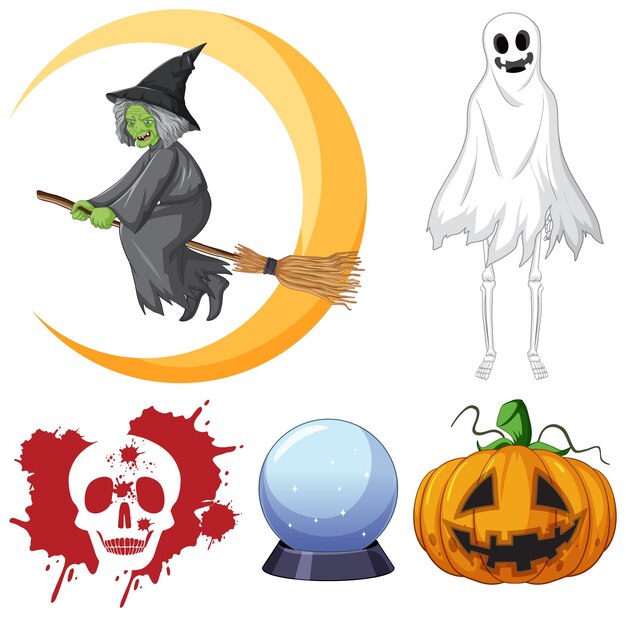 Tema de Halloween con fantasma y bruja