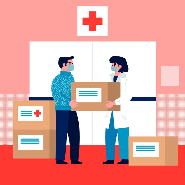 Tema de ilustración de ayuda humanitaria