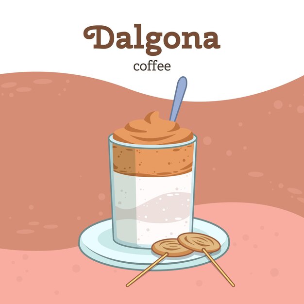 Tema de ilustración de café Dalgona