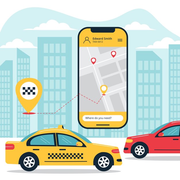 Tema de ilustración de concepto de aplicación de taxi
