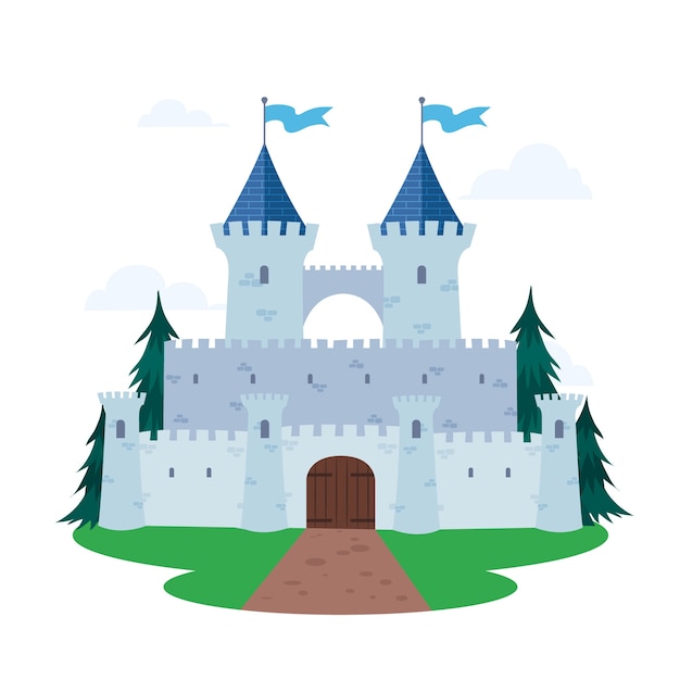 Vector gratuito tema ilustrado del castillo de cuento de hadas