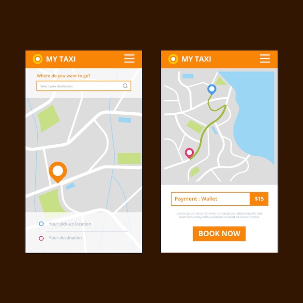 Tema de interfaz de la aplicación de taxi