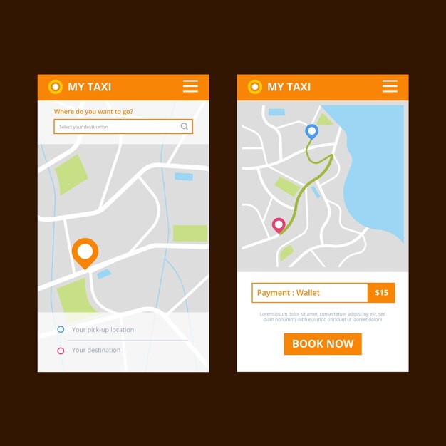 Tema de interfaz de la aplicación de taxi
