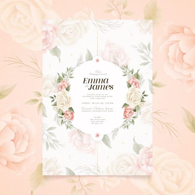 Tema de invitación de compromiso floral