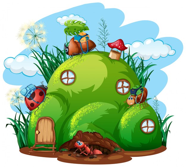Tema de jardinería con insectos en su hogar