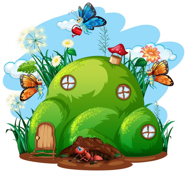 Tema de jardinería con insectos en su hogar