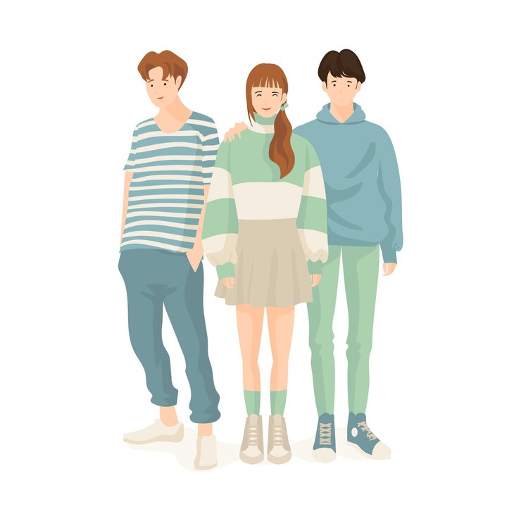 Vector gratuito tema de los jóvenes coreanos de moda