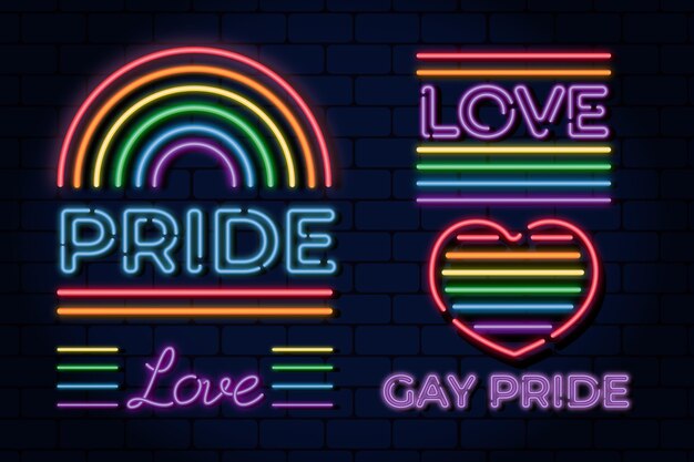 Tema de letreros de neón del día del orgullo