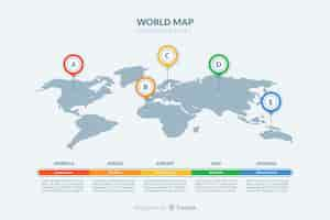 Vector gratuito tema ligero mapamundi infografía