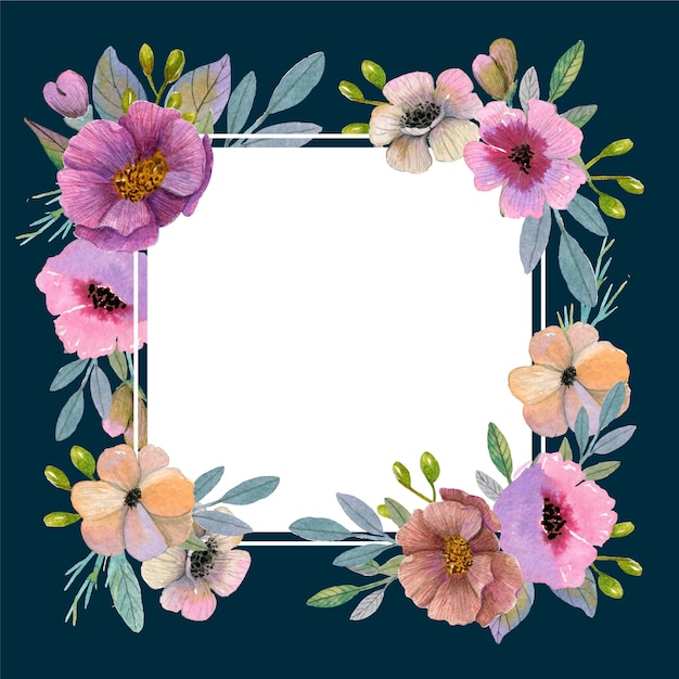 Vector gratuito tema de marco floral acuarela primavera